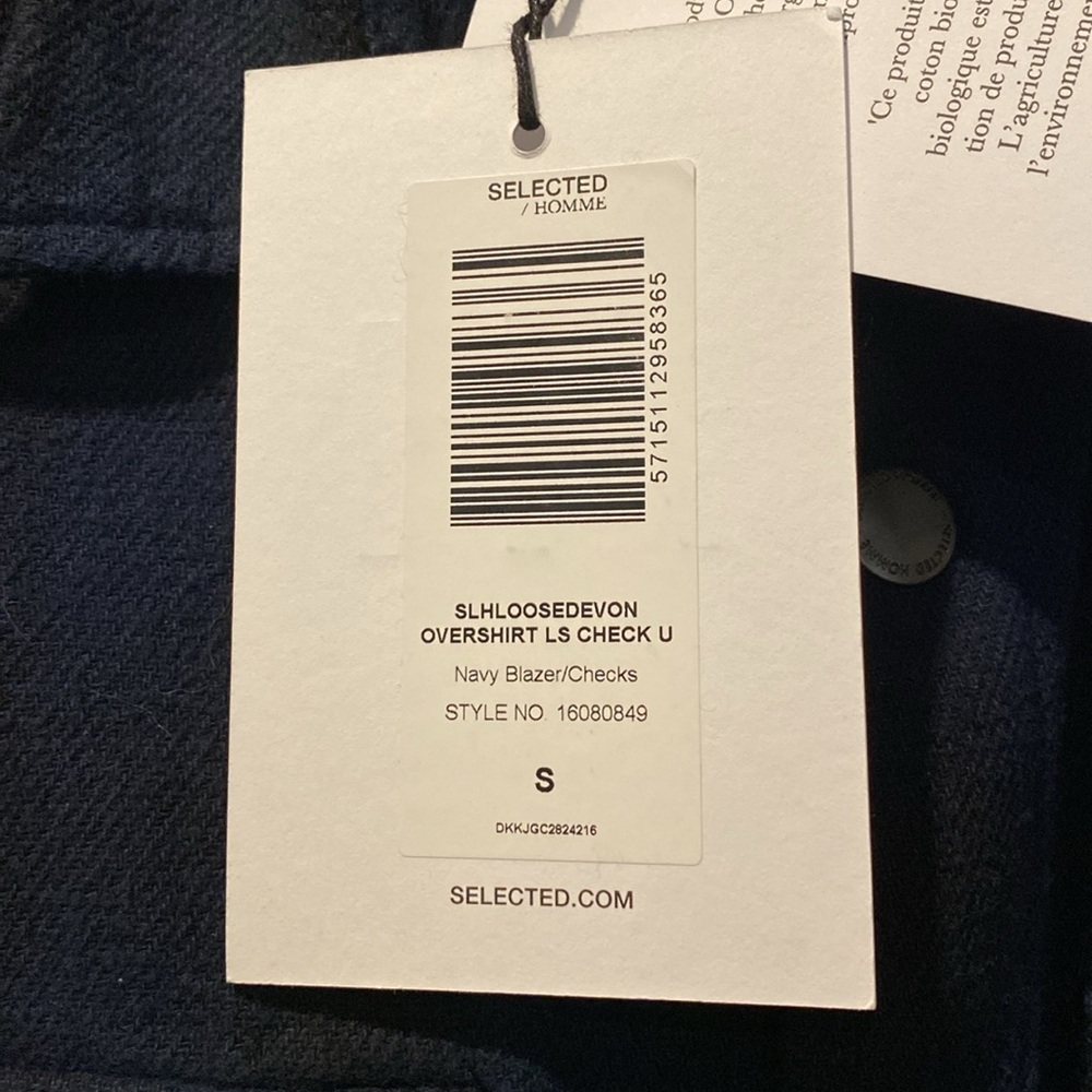 NWT Selected Homme ASOS Plaid Snap Button Blue Flannel Shirt Jacket. Size Small. - Picture 6 of 12